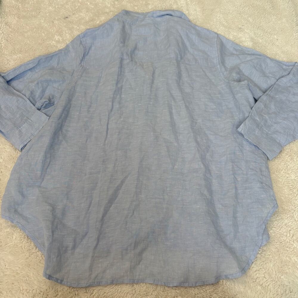 Sigrid Olsen Womens 2X Blue Roll Tab Sleeve Linen Beach Travel Resort Summer - Picture 3 of 6